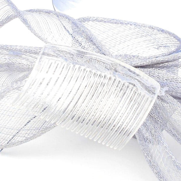 Fascinator Hair Slide Looped Sinamay Feather Hair Comb Fascinator Wedding Fascinators Royal Ascot Hats Cocktail Hats On Clear Comb For Women, Ladies, Girls