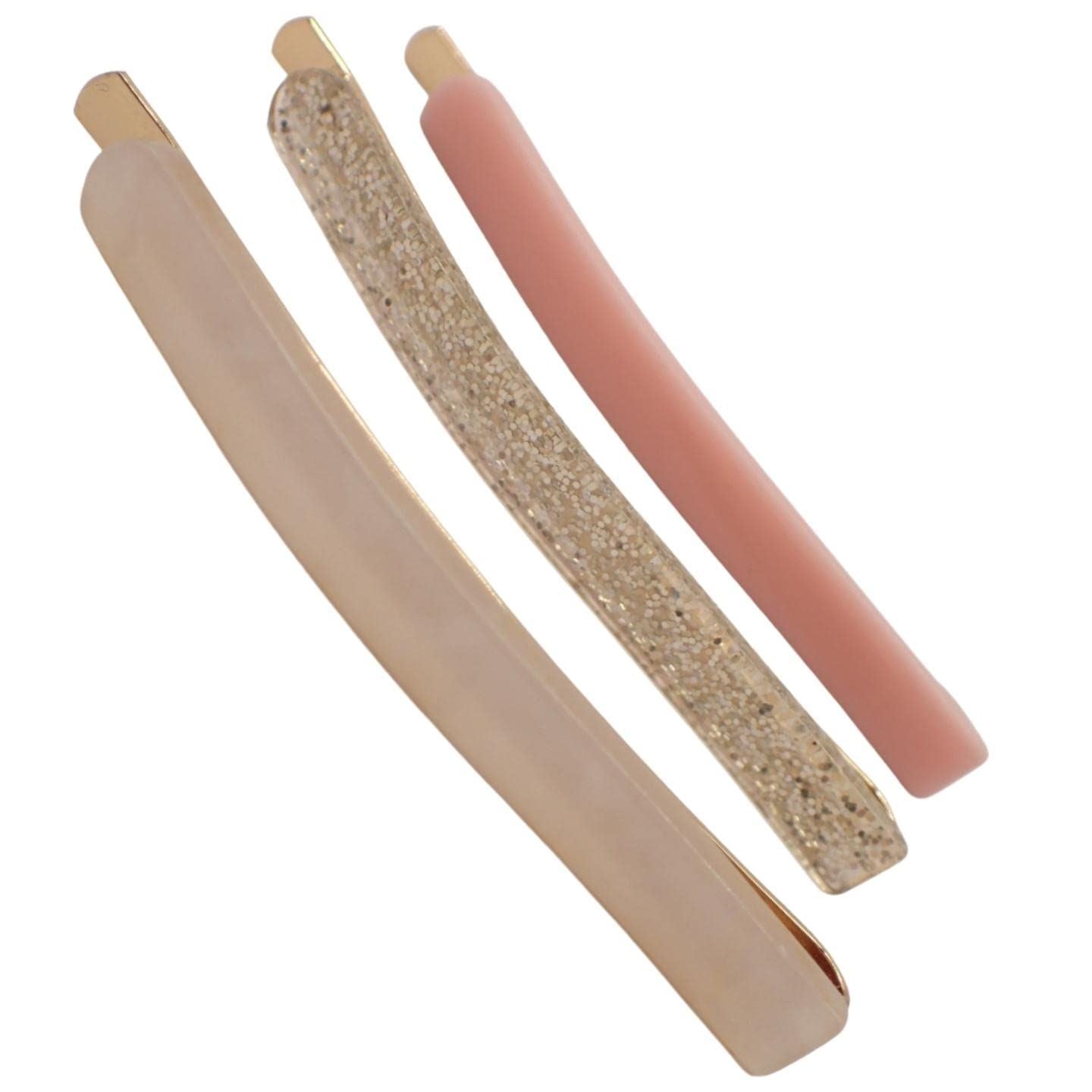 Pack of 3 Cute Assorted Acrylic Covered Hair Grips, Bobby Pins, Kirby Grips For Bridal Hair, Prom & Other Occasions, Fun & Funky Hair Accessories for Women and Girls