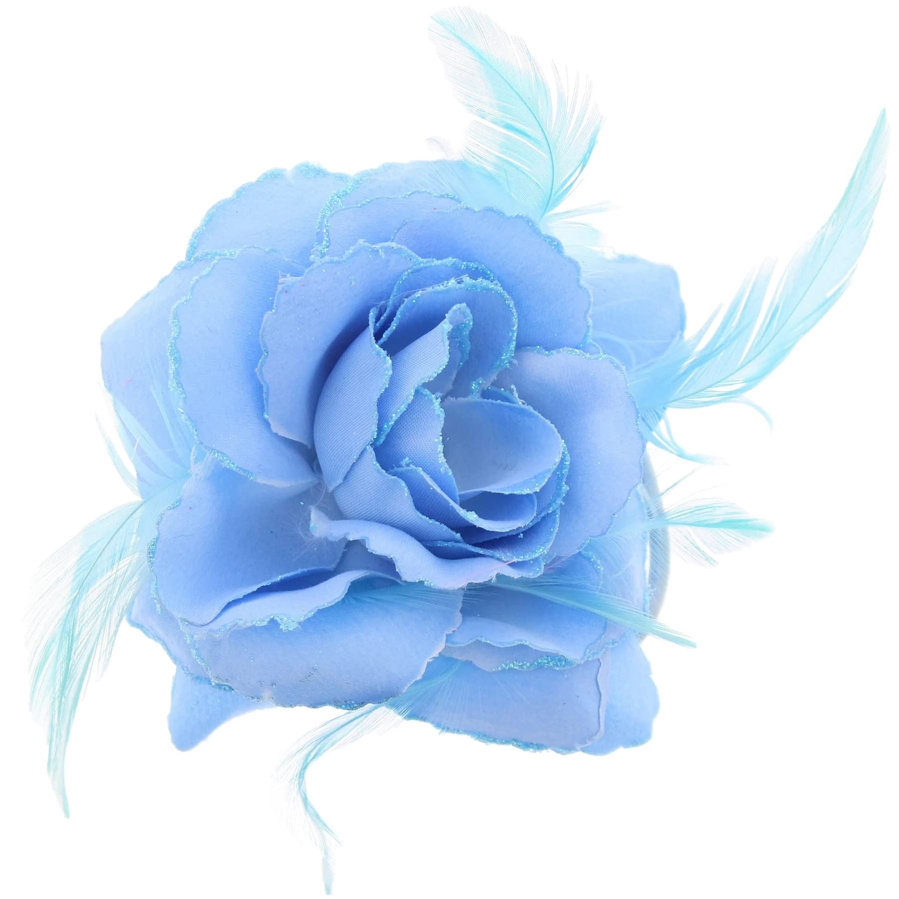 Rose Flower Hair Clip Hairband Floral Corsage Fascinator Hair Band Aligator Beak Grip for Women & Girls Wedding Prom Party Special Occasion