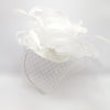 Fascinators Chiffon Fascinator Wedding Hat Ascot Hats Net Veil Fascinator Hairband Attached to Metal Aliceband for Girls, Ladies, Women