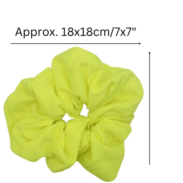 Large Bright Neon Waffle Fabric Scrunchie for 80s Costume or Neon Raves, Club Scrunchie, Bright Neon Scrunchies for Girls & Women