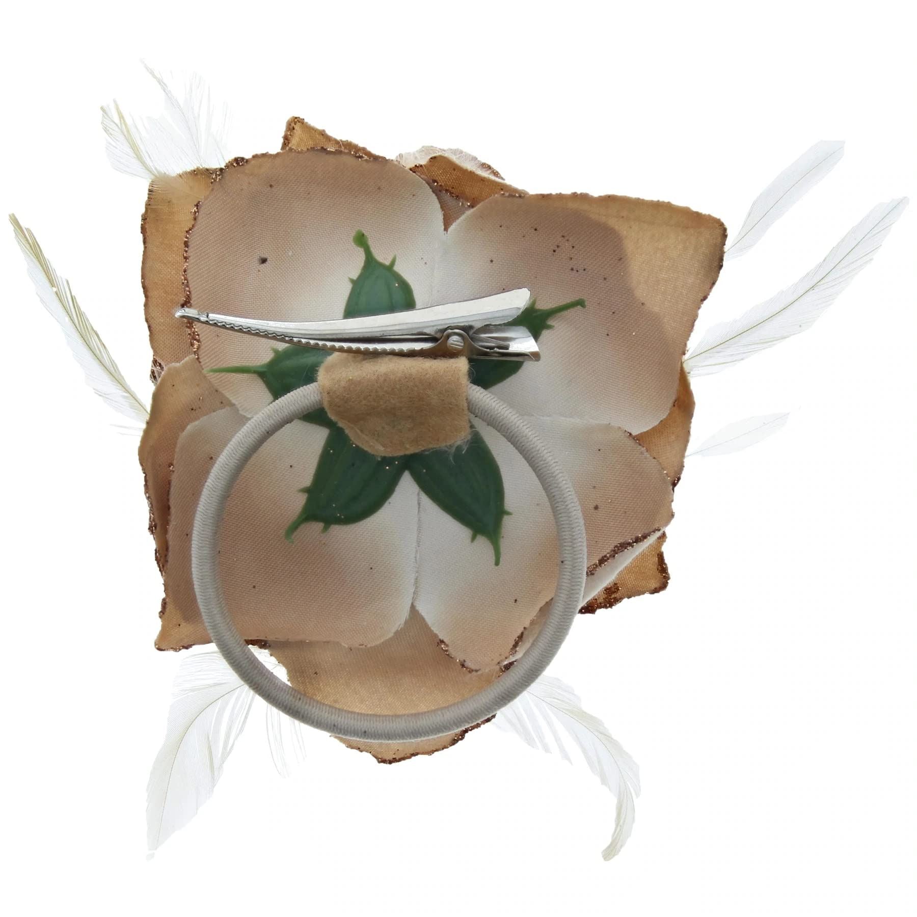 Rose Flower Hair Clip Hairband Floral Corsage Fascinator Hair Band Aligator Beak Grip for Women & Girls Wedding Prom Party Special Occasion