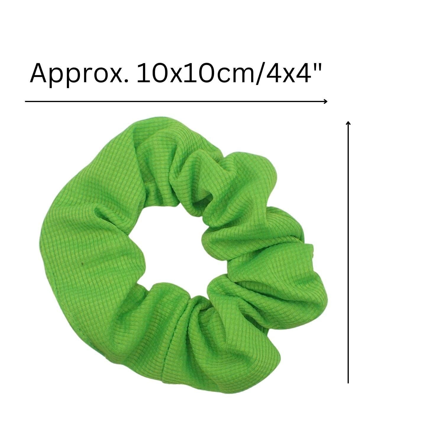 2pcs Regular Bright Neon Waffle Fabric Scrunchies for 80s Costume or Neon Raves, Club Scrunchie, Bright Neon Scrunchies for Girls & Women