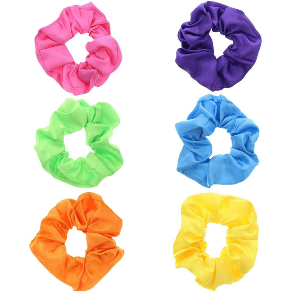 Satin Scrunchies Scrunchie Satin Hair Scrunchies Non-slip Ponytail Holders Satin Hair Scrunchies For Women, Ladies, Girls - Pack of 6