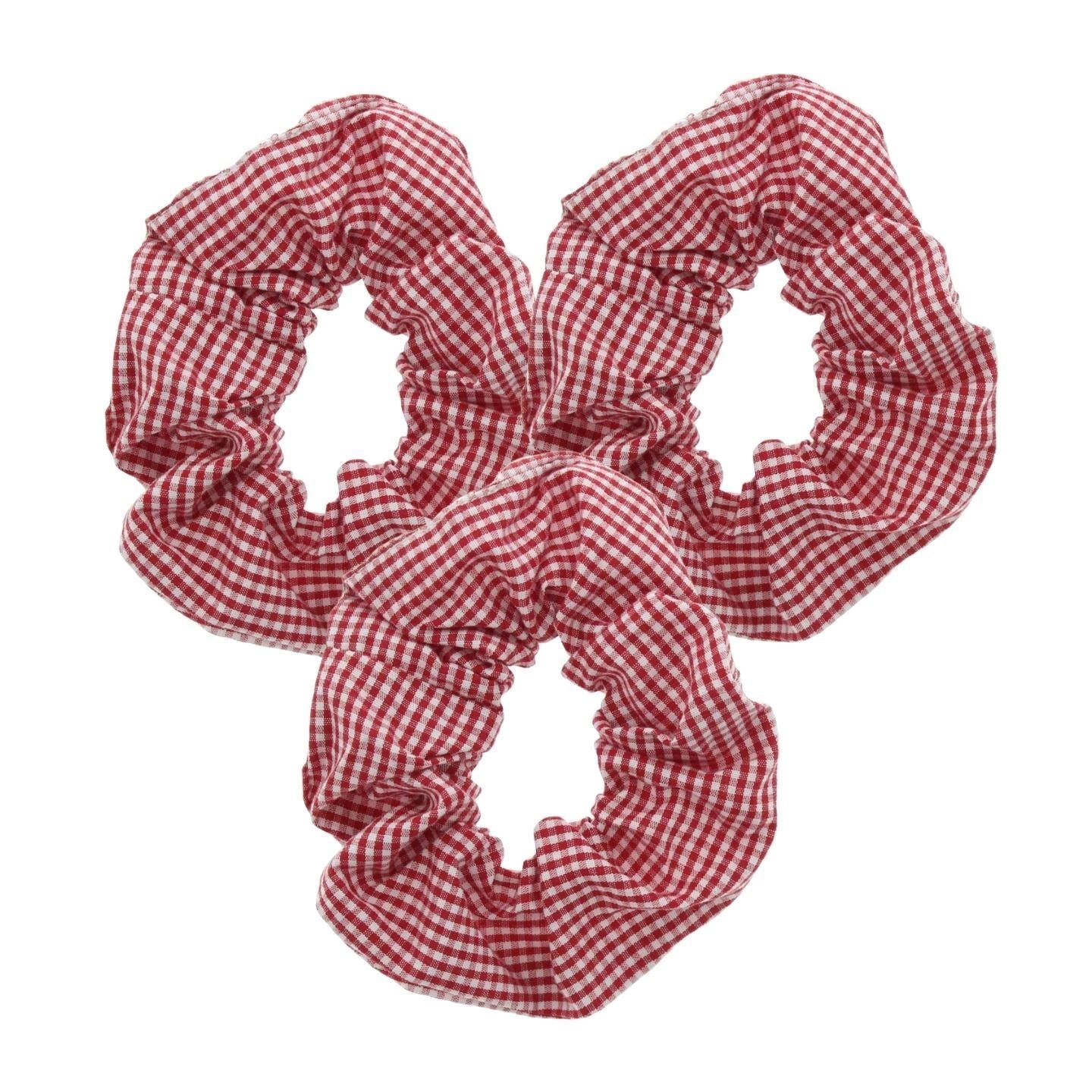 Gingham Hair Scrunchies Gingham School Scrunchie Set Girls Hair Bands School Uniform School Hair Accessories Scrunchie For Girls, Women, Ladies - Pack of 3