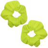 2pcs Regular Bright Neon Waffle Fabric Scrunchies for 80s Costume or Neon Raves, Club Scrunchie, Bright Neon Scrunchies for Girls & Women
