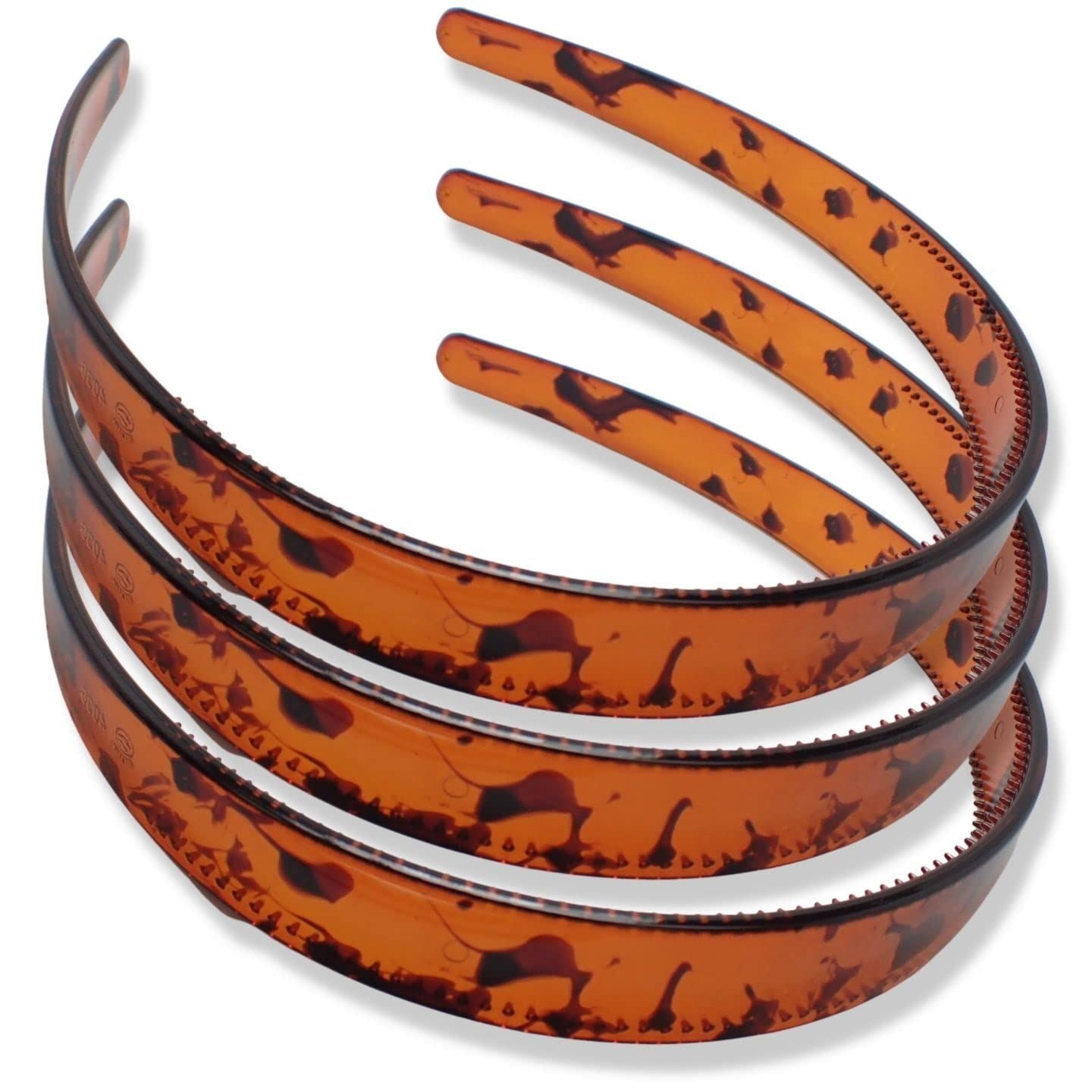 Plastic Alice Bands Hair Bands Head Bands Black Clear Tortoise Tort Brown Hairband Headband Aliceband Women Girls Men Boys Wide Teeth Comb - Pack of 3