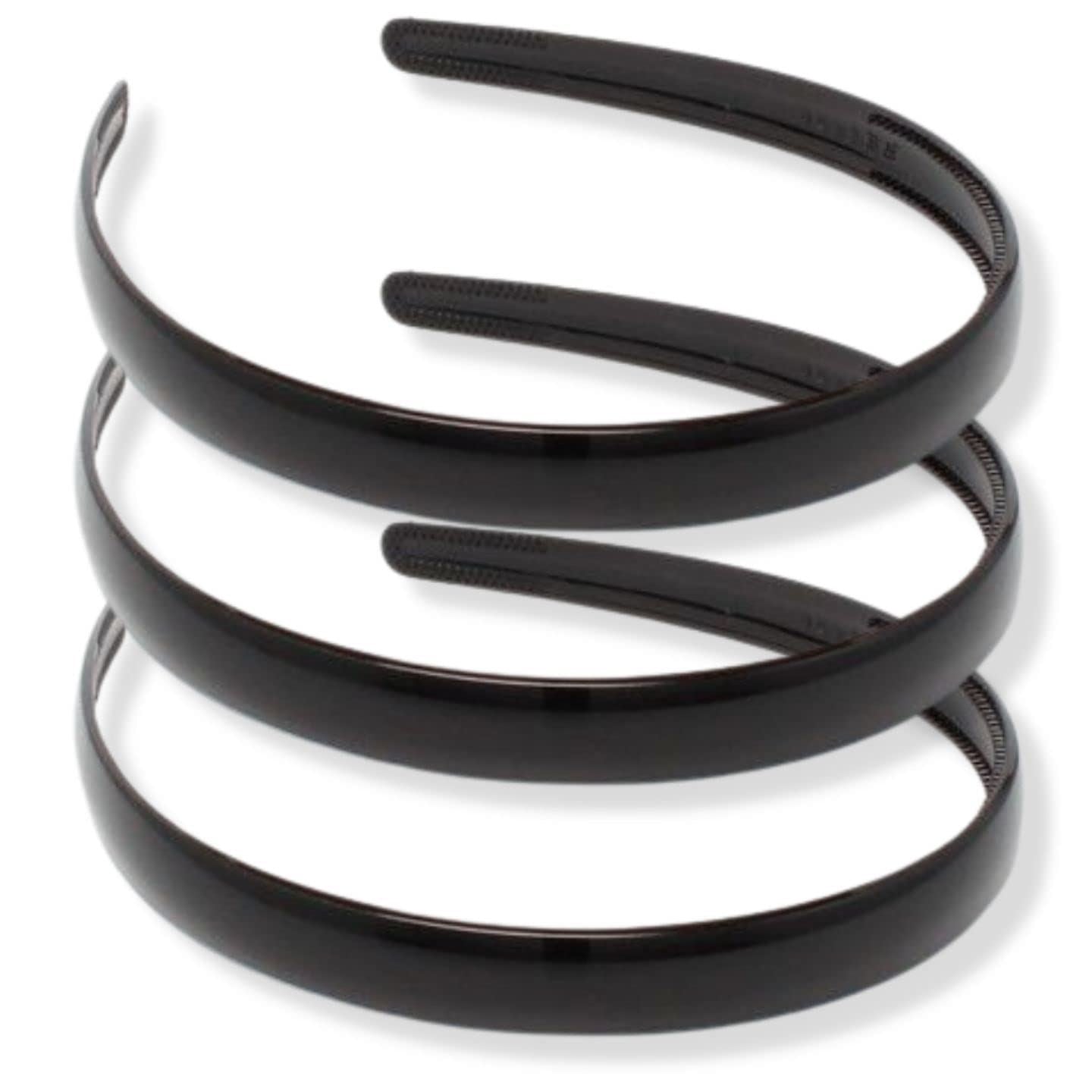 Plastic Alice Bands Hair Bands Head Bands Black Clear Tortoise Tort Brown Hairband Headband Aliceband Women Girls Men Boys Wide Teeth Comb - Pack of 3