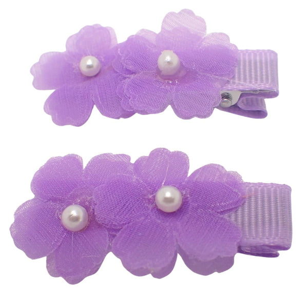 Colourful 2pc Flower and Pearl clips 4.5cm Girls Hair clips Accessories Hair Clips Girls Hair Clip for Girls & Women Hair Accessories for Girls cute Hair Clip for Girls