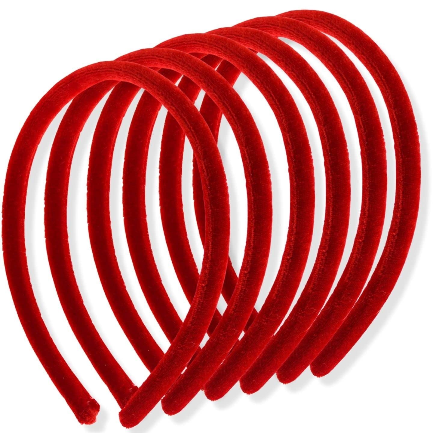 1cm/0.4" 6 piece Thin Velvet Hair Bands, Head bands Alice Bands Adult Women