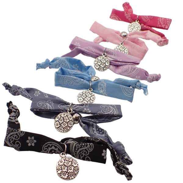 Girls Boho Beach Multipack Set of Fabric Bracelet/ Anklet with Charm, Friendship Bracelet Set for Kids & Women, Suitable for Party Bag