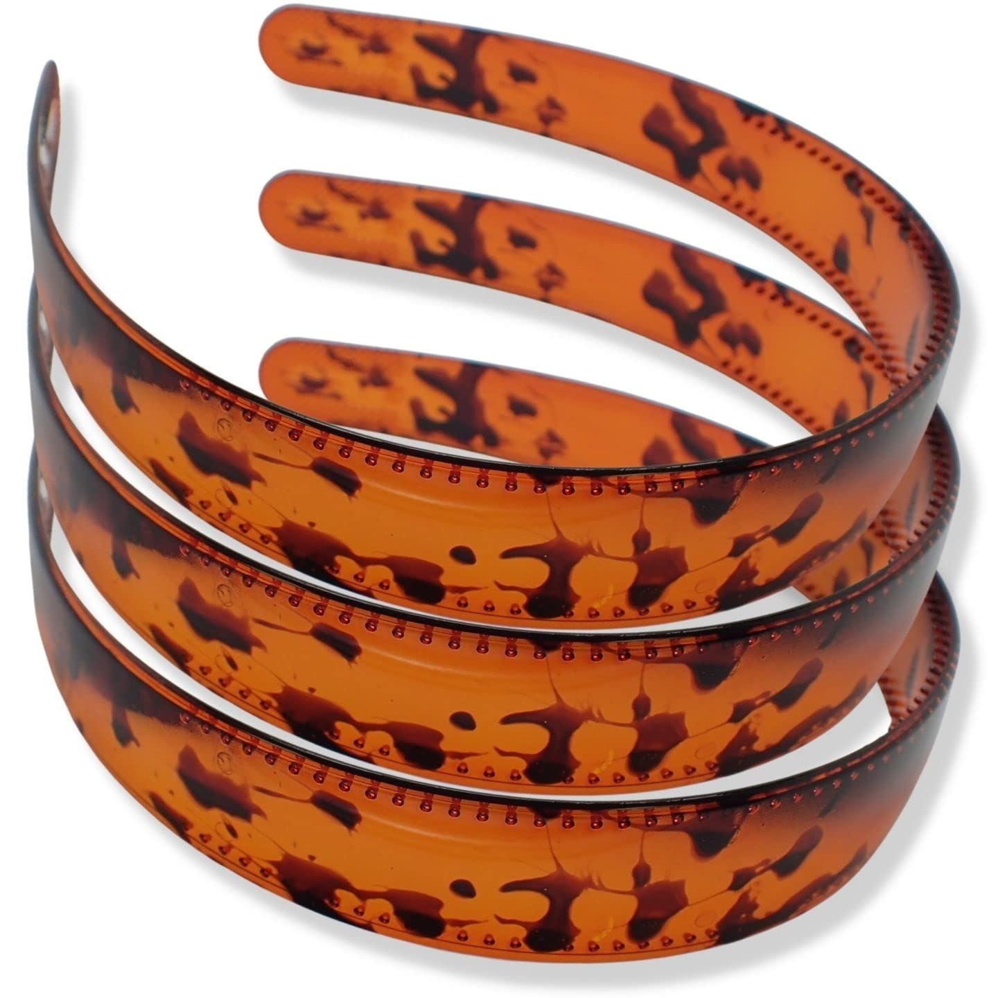 Plastic Alice Bands Hair Bands Head Bands Black Clear Tortoise Tort Brown Hairband Headband Aliceband Women Girls Men Boys Wide Teeth Comb - Pack of 3