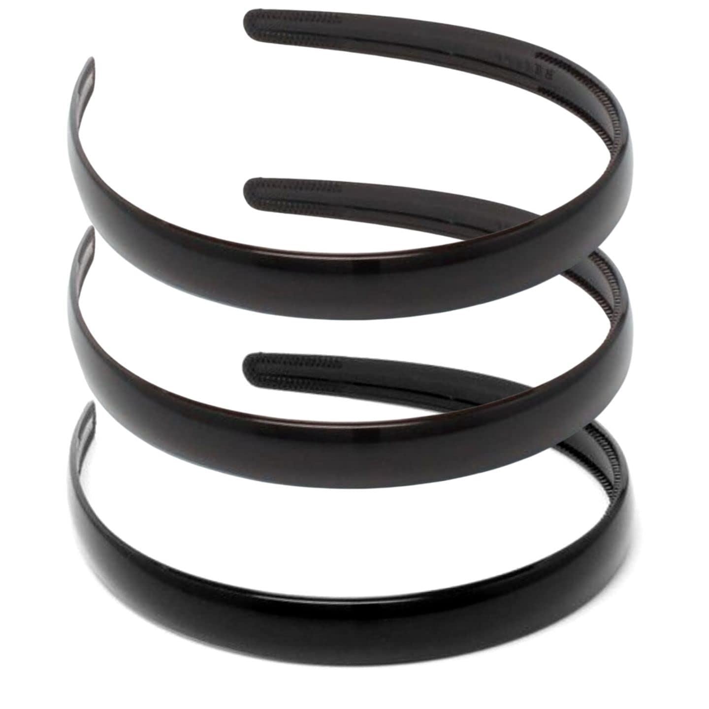 Plastic Alice Bands Hair Bands Head Bands Black Clear Tortoise Tort Brown Hairband Headband Aliceband Women Girls Men Boys Wide Teeth Comb - Pack of 3