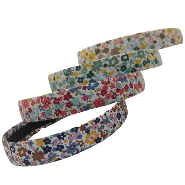 Cute, Ditsy, Thick Band Bohemian Style Women's & Girls Floral Patterned Fabric Headband Set, Multiple Coloured Flowery Pack