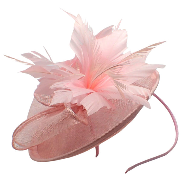 Fascinator on Aliceband Looped Net Bow & Feather & Hat Fascinator Headband Hair Band Fascinators Hats Wedding Hats Royal Ascot Hats On Aliceband fascinator for women