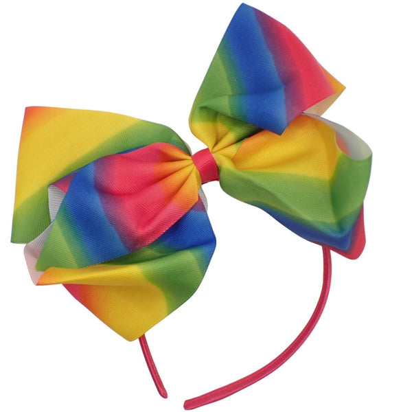 Rainbow Pride Bow Headband Set of 3, Alice Bands for Girls & Women, Pretty Rainbow Hair Band, Bow Hair Accessories for Girls & Women, Bright Headband
