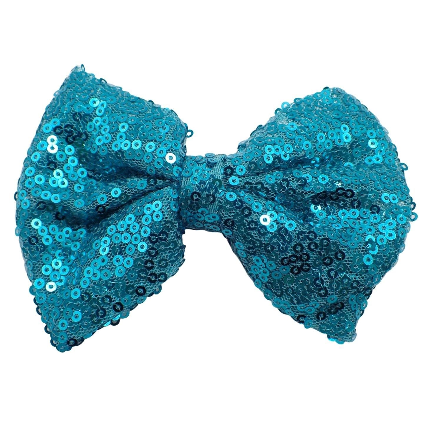 Sequin Hair Bow Large Hair Clip Sparkly & Bright Big Bling Bows For Fun Occasion, Party, Pride Pretty Colourful Sequins for Girls, Women, Ladies, Kids, Children