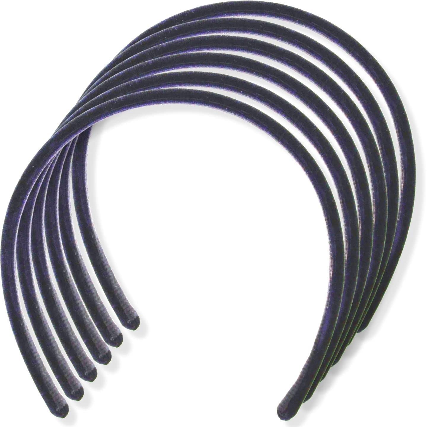 1cm/0.4" 6 piece Thin Velvet Hair Bands, Head bands Alice Bands Adult Women