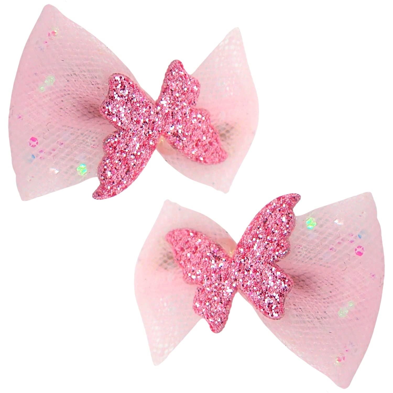 2pc Small Glitter Butterfly Bows Hair Clips 3cm Back to School small Hair Accessories mini hair clips for Girls & Women Hair Accessories for Girls Hair Clip for Girls