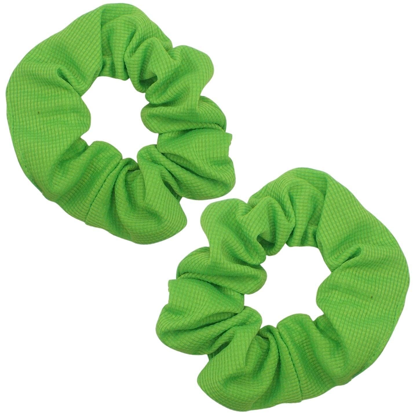 2pcs Regular Bright Neon Waffle Fabric Scrunchies for 80s Costume or Neon Raves, Club Scrunchie, Bright Neon Scrunchies for Girls & Women