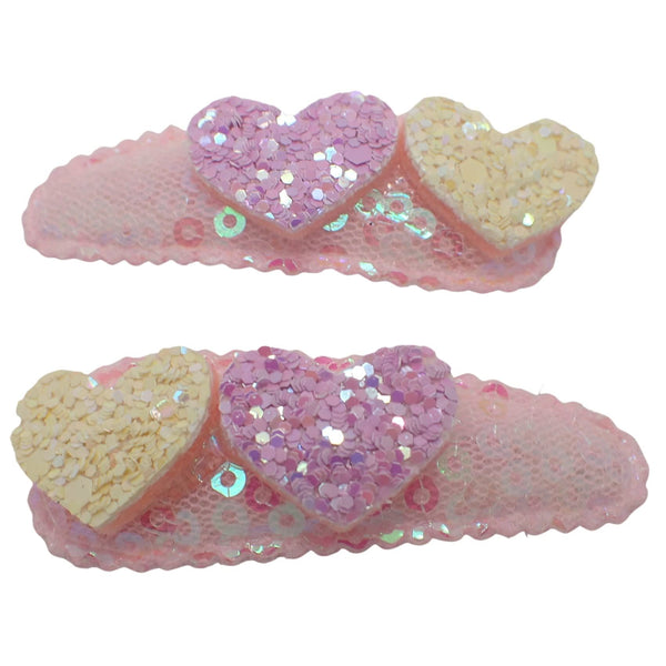 Sequin Snaps with Heart Motif Hair Clips Girls Hair Accessories Baby Hair Clips Girls Hair Clips Hair Clips Toddler Pin Curl Clips Kids Hair Clips Kids Hair Accessories