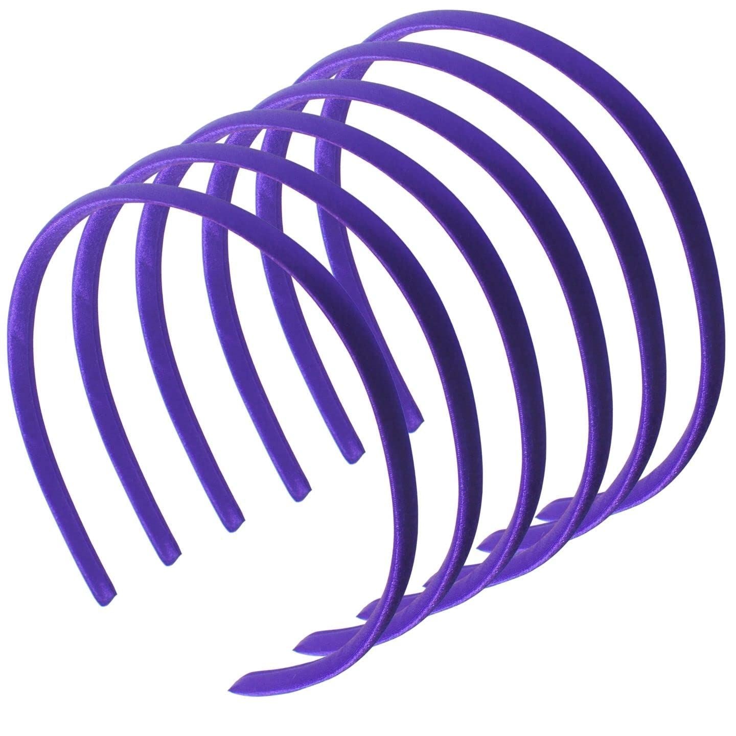 1cm/0.4" 6 piece Thin Satin Hair Bands, Head bands Alice Bands Adult Women