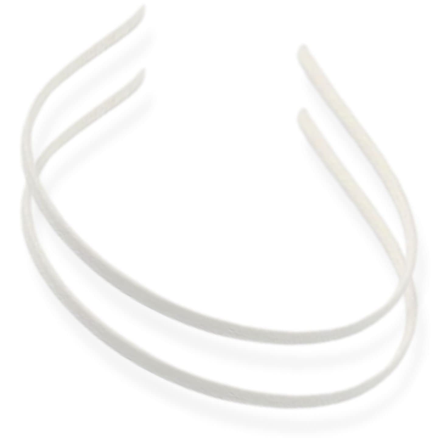 2pc Thin Satin Covered Metal Headbands Hair Bands Alice Bands Ribbon Wrapped Hairbands Head Bands Adult Women Girls Black White Pink Fuchsia