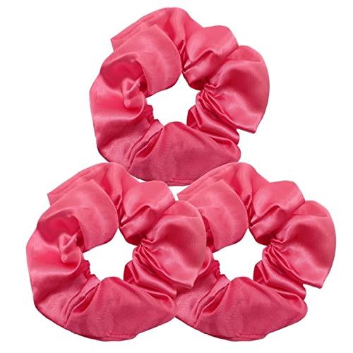 Bright & Pastel Satin Scrunchies Satin Hair Elastics Non-slip Ponytail Holders Satin Hair Scrunchies For Women, Ladies, Girls - Pack of 3