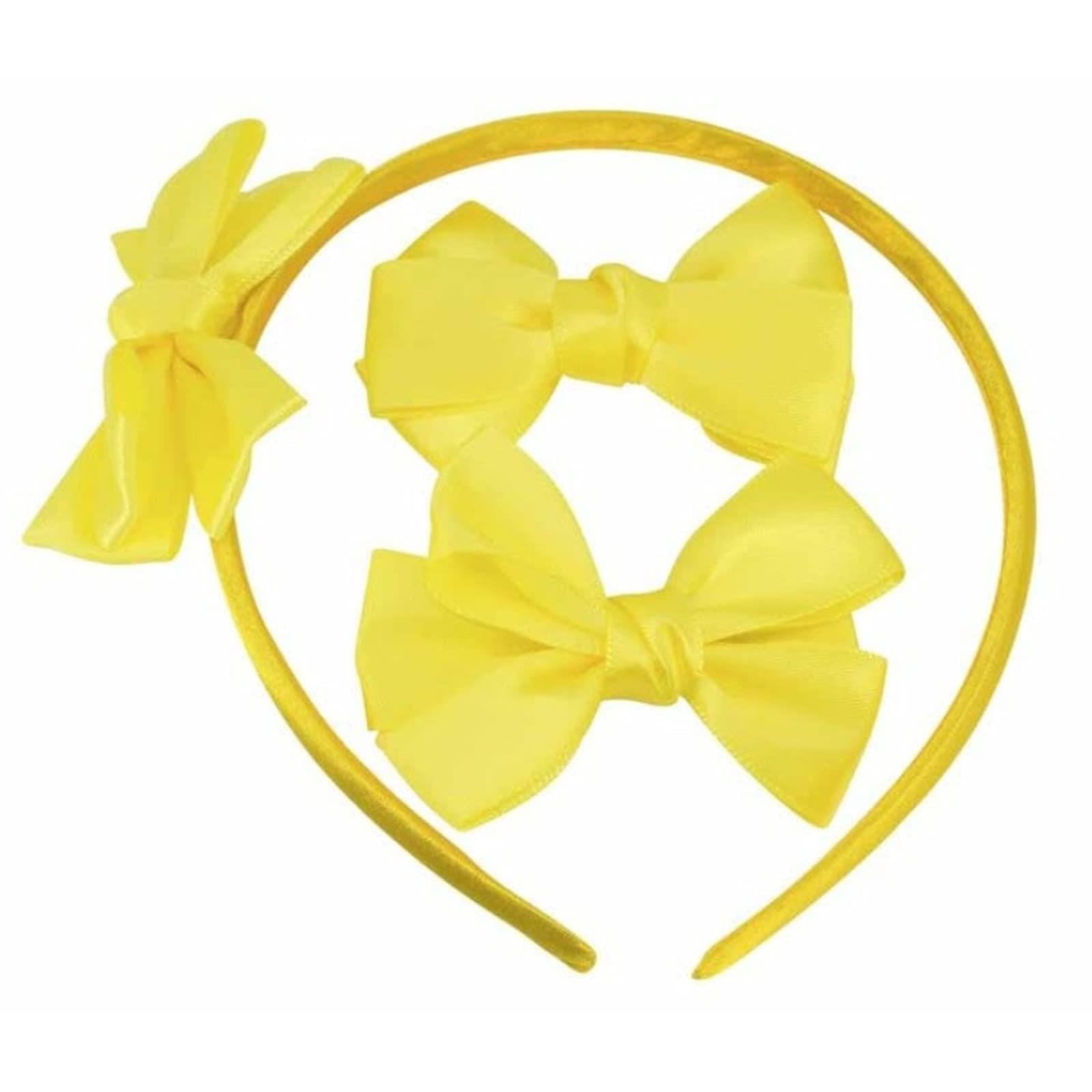 3pc Hair Accessories for Girls School Gift Set: Bow Hair Band Headbands for Girls & Hair Clip Bows, Birthday Gift Girls Hair Accessories Gift Set Hair Band Hair Clips