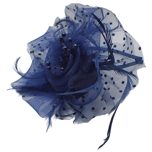 Fascinator on Concord Beak Clip or Aliceband Looped Net & Feather & Flowers Fascinator Headband Hair Band Fascinators Hats Wedding Hats Royal Ascot Hats On Aliceband