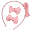 3pcs School Hair Accessories, 1cm Gingham Satin Bow Alice Band with Bow Clips