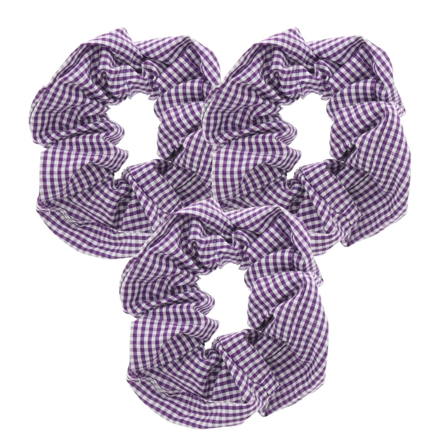 Gingham Hair Scrunchies Gingham School Scrunchie Set Girls Hair Bands School Uniform School Hair Accessories Scrunchie For Girls, Women, Ladies - Pack of 3