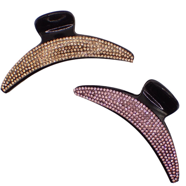 Set of 2, 11cm Curved Sparkly Hair Clip Claw for Women & Girls, Pretty Clips Thick Hair Accessory, Hairclips Clamps Claws for Hair, Fancy Clips for Hair