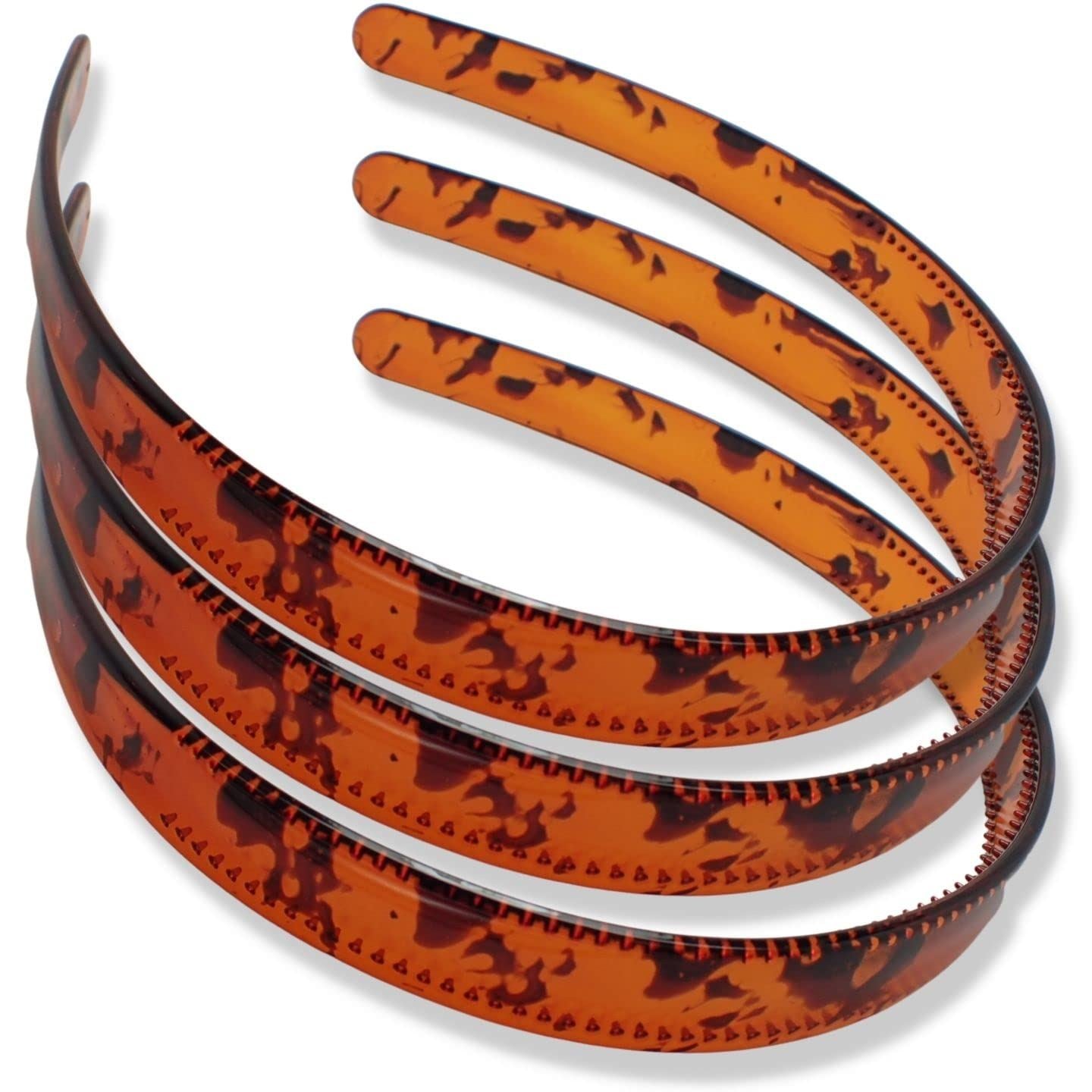 Plastic Alice Bands Hair Bands Head Bands Black Clear Tortoise Tort Brown Hairband Headband Aliceband Women Girls Men Boys Wide Teeth Comb - Pack of 3