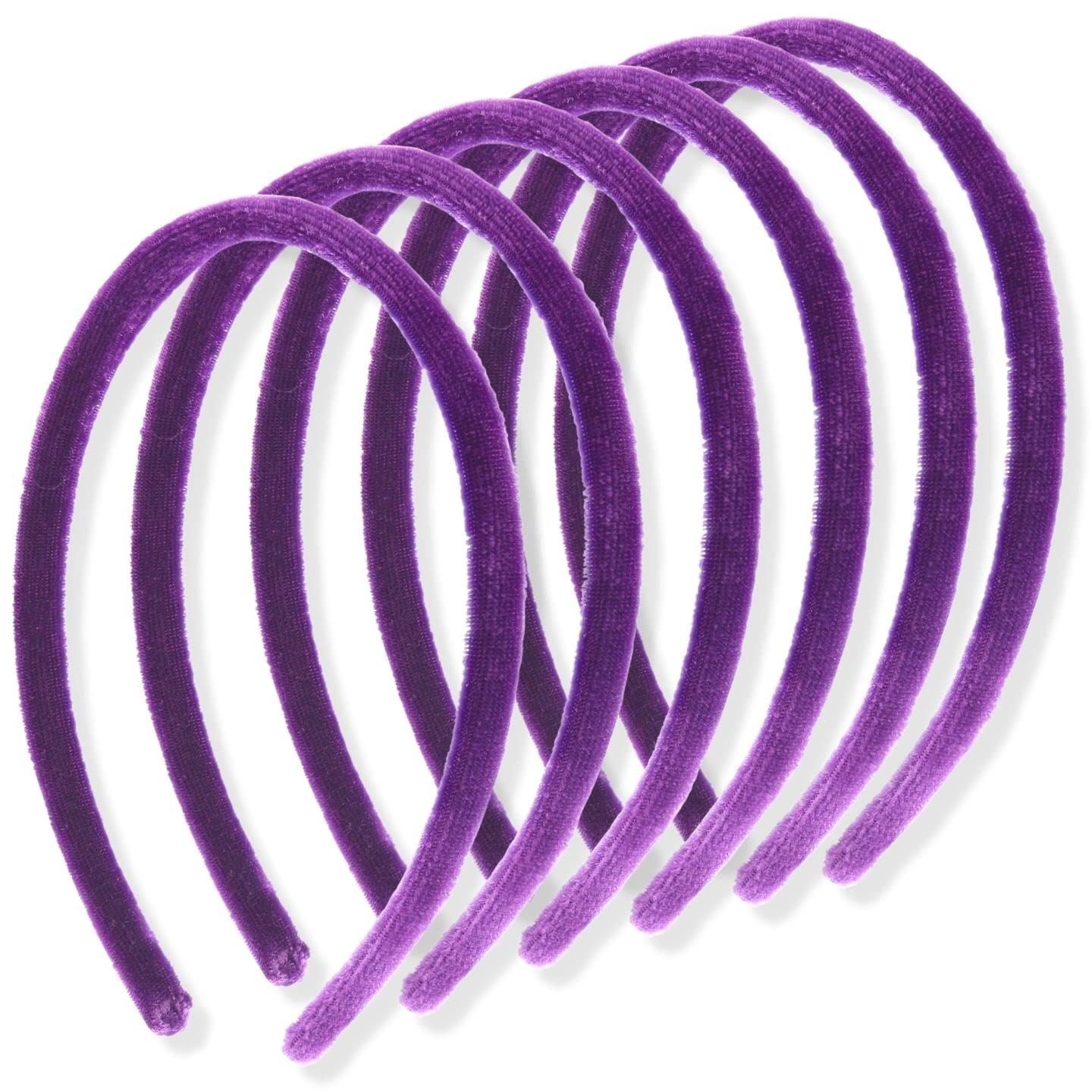 1cm/0.4" 6 piece Thin Velvet Hair Bands, Head bands Alice Bands Adult Women