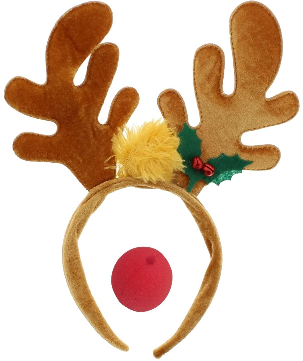 Deer Horns Antlers Santa Hat & Rudolph Red Nose Reindeer Valentines