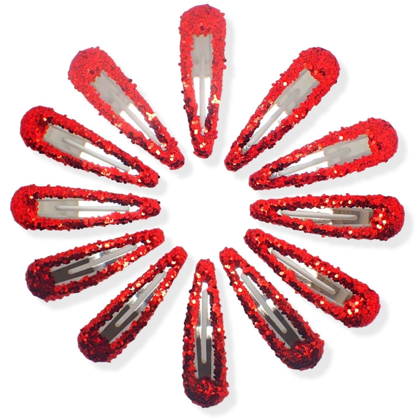 Glitter Hair Snap Clips Glittery Girls Children Women Kids Clip Sparkly Slides Fringe Party Clips Bendies Sleepies 5cm / 2"