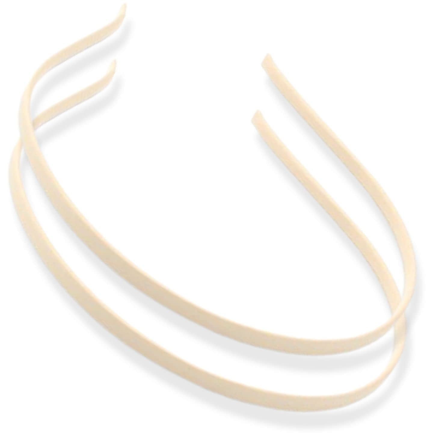 2pc Thin Satin Covered Metal Headbands Hair Bands Alice Bands Ribbon Wrapped Hairbands Head Bands Adult Women Girls Black White Pink Fuchsia