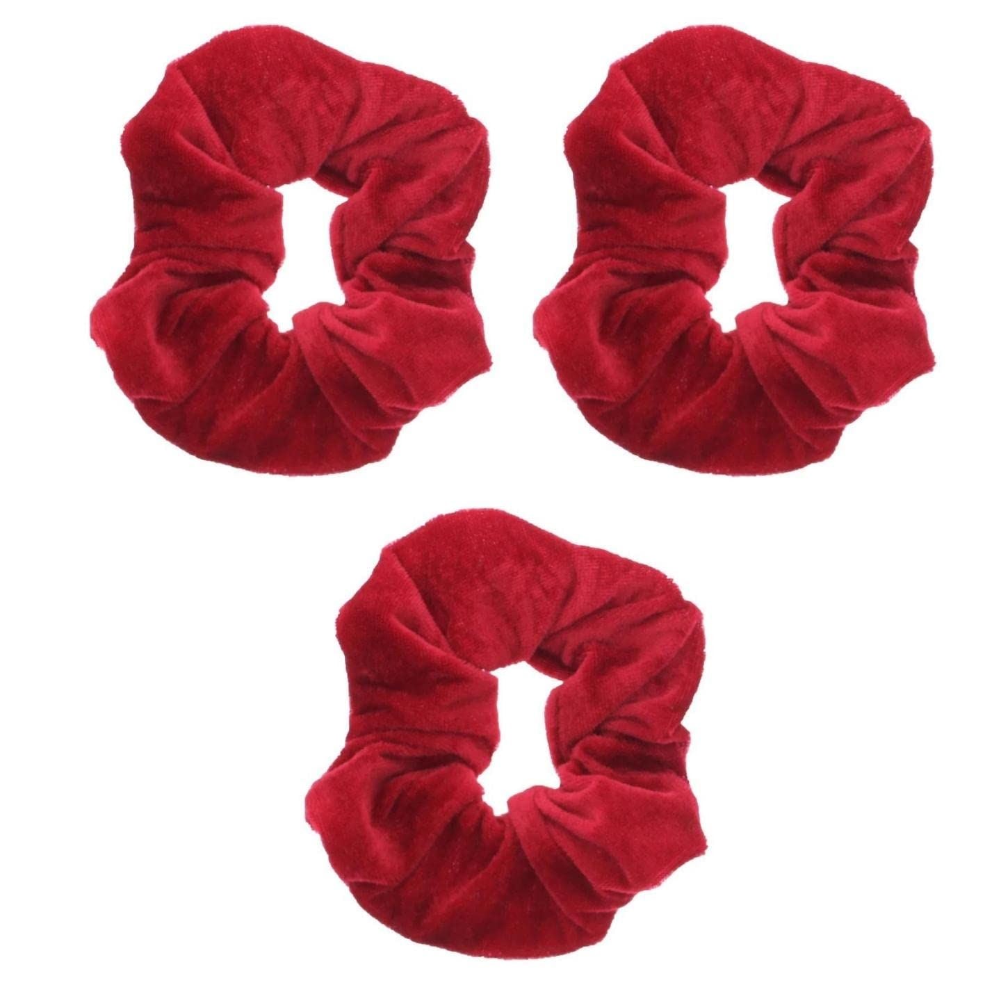 Velvet Scrunchie Scrunchies Elastic Hair Band Ponytail Holders Hair Scrunchie Hair Bobbles Hair Accessories for Women, Ladies, Girls - Pack of 3