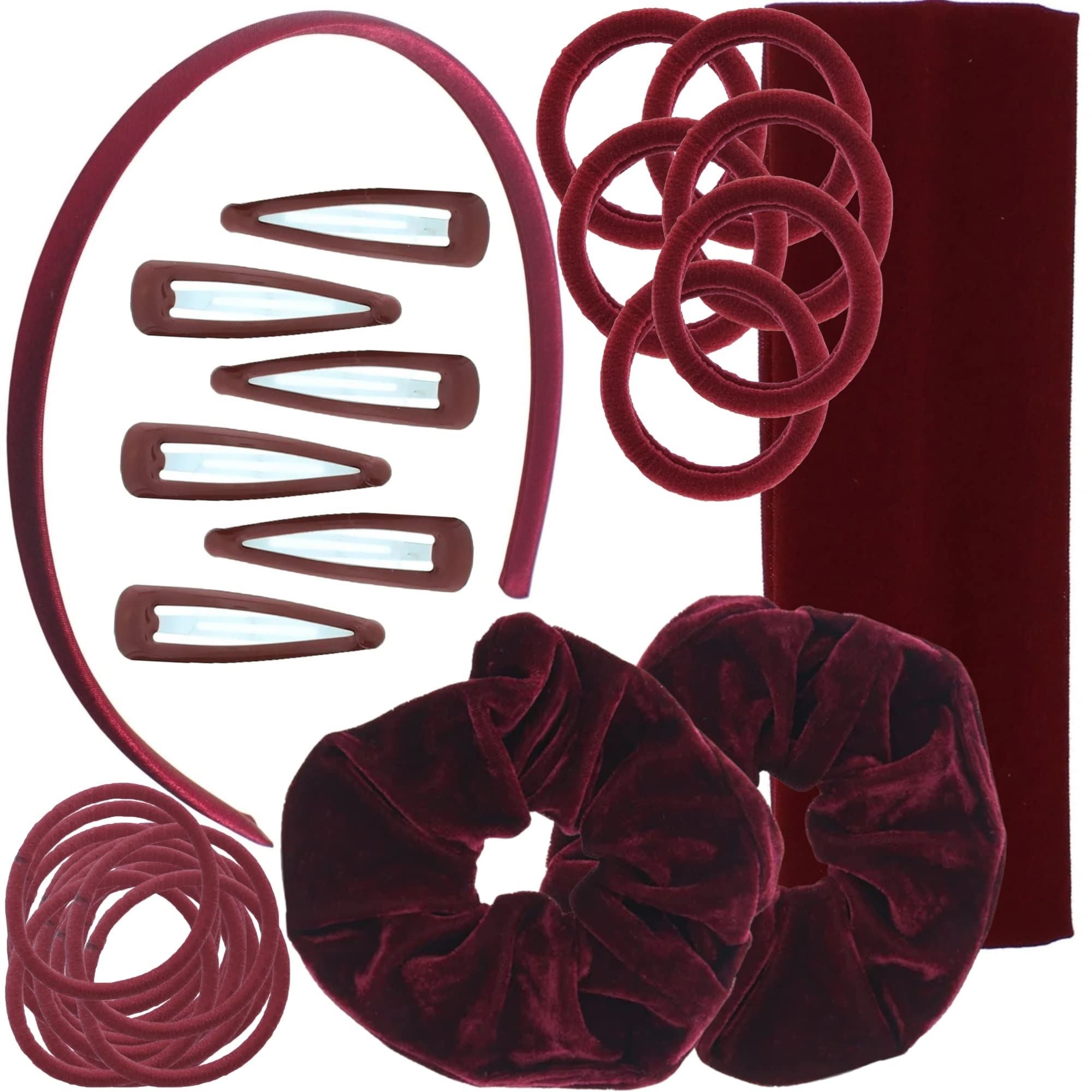 28pc School Hair Accessory Set, Scrunchies, Headbands, Yoga Headband, Clip, Hair Bands & Elastics, Girls Hair Bobbles Set for Schools, Back to School Accessories