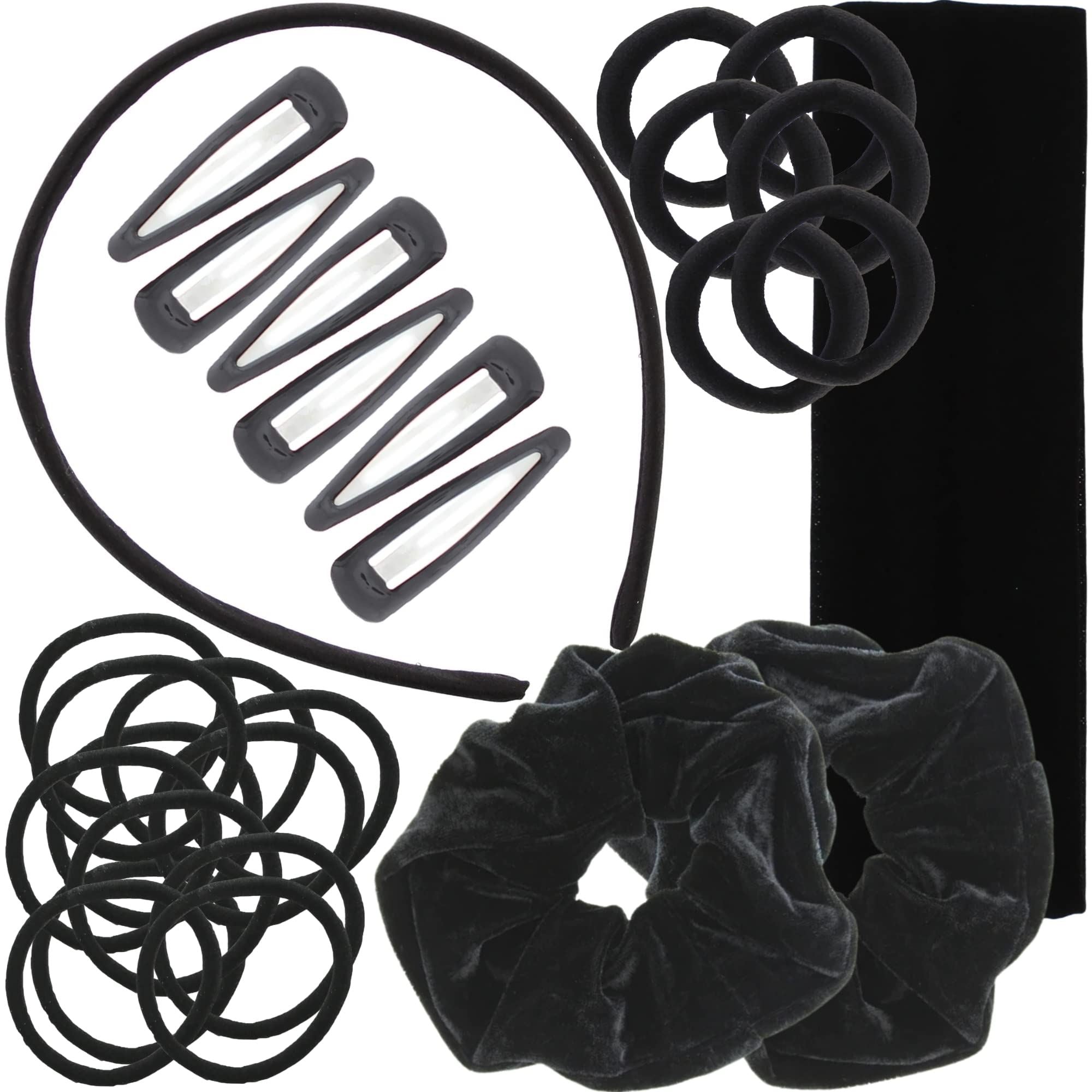 28pc School Hair Accessory Set, Scrunchies, Headbands, Yoga Headband, Clip, Hair Bands & Elastics, Girls Hair Bobbles Set for Schools, Back to School Accessories