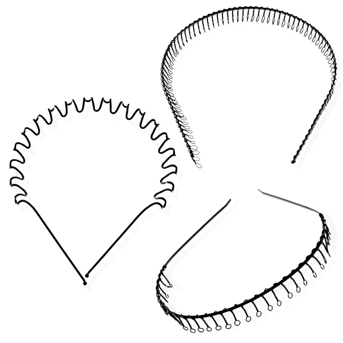 Wire Teeth Comb Hair Bands Headbands Alice Bands Twisted Metal Wavy Zig Zag Shark Toothed Head Bands Men Women Girls Boys Zigzag Hairbands