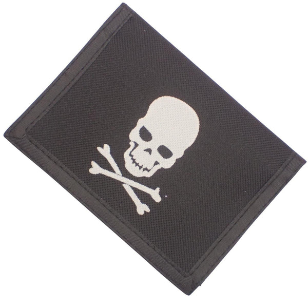 Skull and Crossbones Wallet for Boys Childrens Pirate Trifold Velcro Wallets Card Holders with Multiple Compartments Great Gifts for Boys & Men, Black Pirate Wallet, Purse