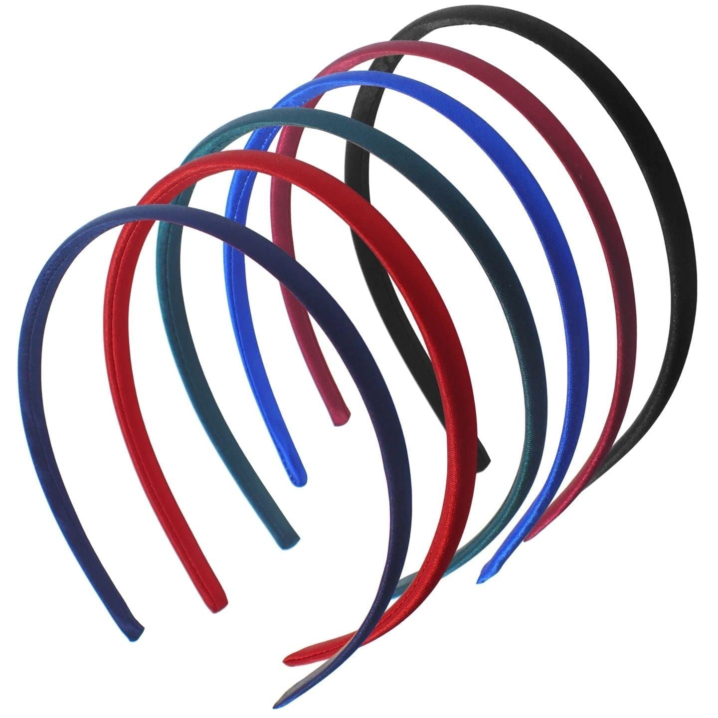 1cm/0.4" 6 piece Thin Satin Hair Bands, Head bands Alice Bands Adult Women